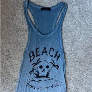 Diesel Blue Racerback Tank Top - "Beach Don't Kill My Vibe" - Size Small